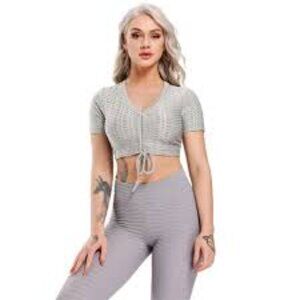 Honeycomb Leggings and Short Sleeve Crop Top Matching Set
